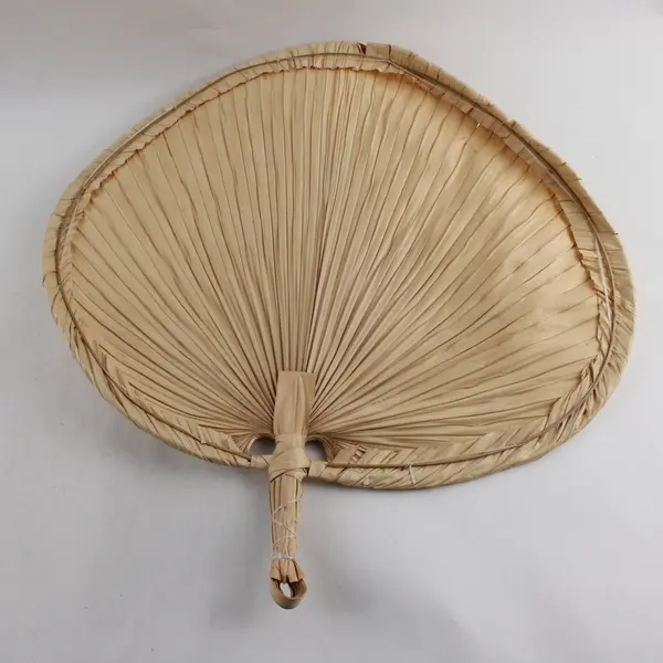 Lot of Five Hand Woven Palm Leaf Fans. Unbranded. Damaged: Tears, Holes, Bends.