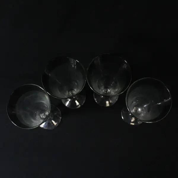 Set of 4 MCM Wide Silver Rimmed Pilsner Beer Glasses 7.5"