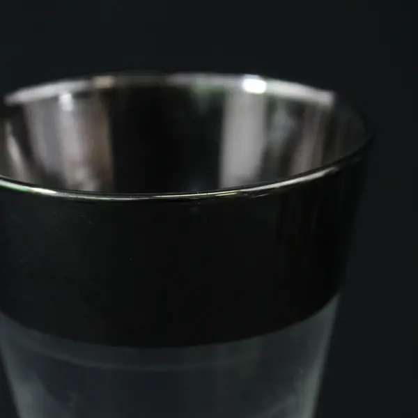 Set of 4 MCM Wide Silver Rimmed Pilsner Beer Glasses 7.5"