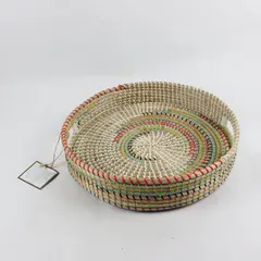 Circular Hand-Woven Coiled Basket Tray Multi-Colored Made In Vietnam New w/ Tag