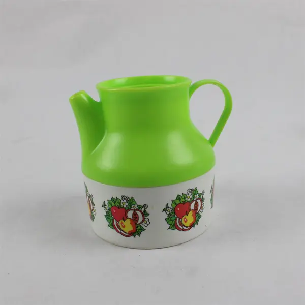 Lot of 8 Vintage Metal Toy Dish Set White Green Fruit Motif