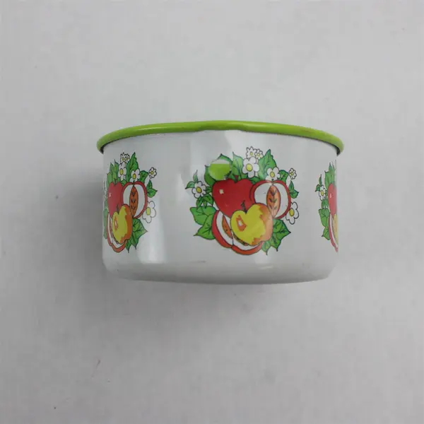 Lot of 8 Vintage Metal Toy Dish Set White Green Fruit Motif