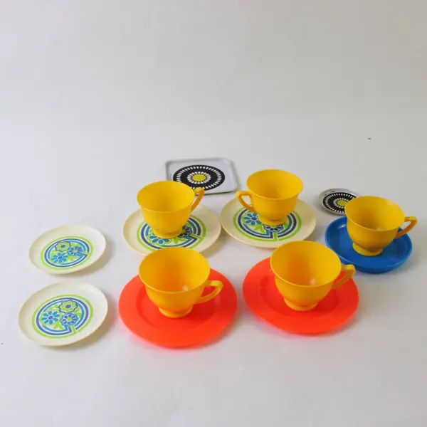 Lot of 14 Assorted Play Dishes Plates Cups Pretend Kitchen Toy Set