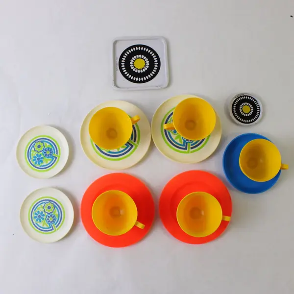 Lot of 14 Assorted Play Dishes Plates Cups Pretend Kitchen Toy Set