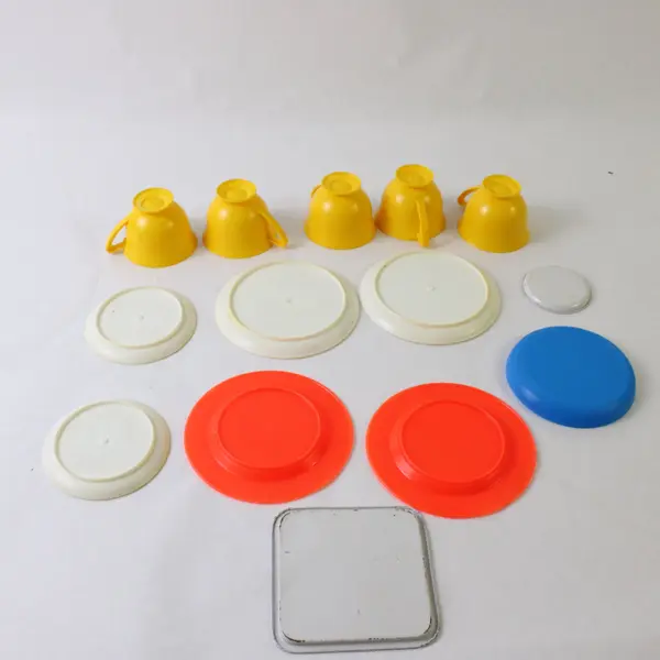 Lot of 14 Assorted Play Dishes Plates Cups Pretend Kitchen Toy Set
