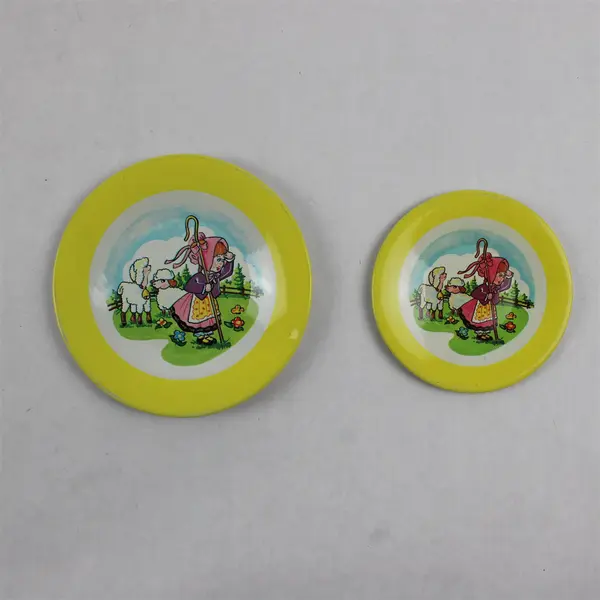 Vintage Little Bo Peep Metal Toy Tea Set Plates Set of 10 1950s