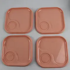 Lot of 4 Vintage Rubbermaid #3850 Pink Mauve Melamine Lunch Snack Trays
