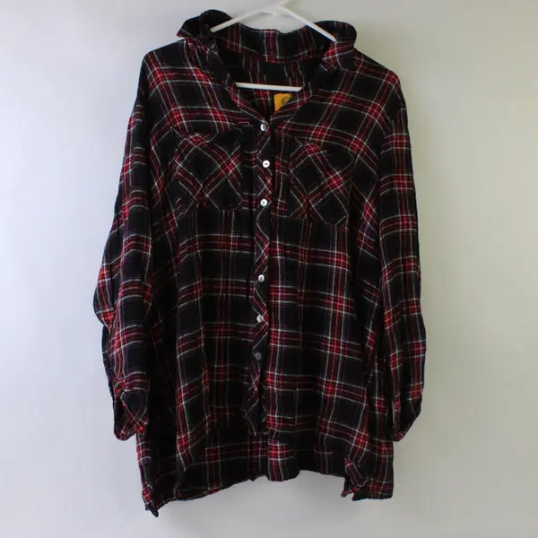 Ruby Rd. Red Pink and Black Plaid Button-Up Women's XL