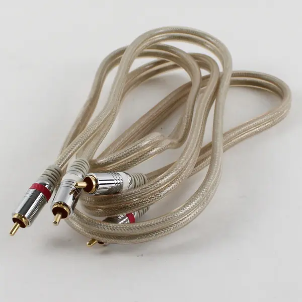 RCA AV Cable Clear Braided Jacket Gold Plated Connectors 6 Ft
