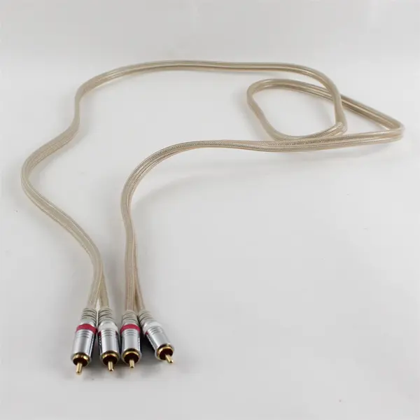 RCA AV Cable Clear Braided Jacket Gold Plated Connectors 6 Ft