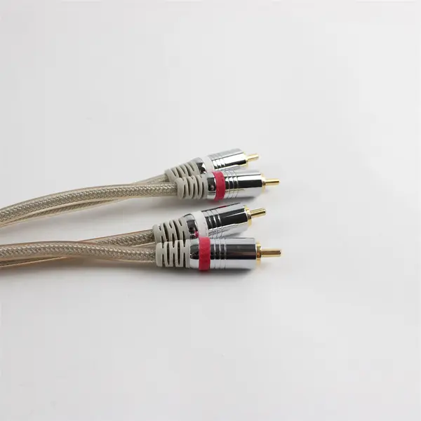RCA AV Cable Clear Braided Jacket Gold Plated Connectors 6 Ft