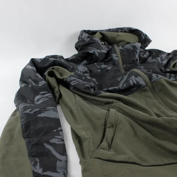 The North Face Mens S Full Zip Hybrid Hoodie Camo Olive Green Tech Fleece Jacket