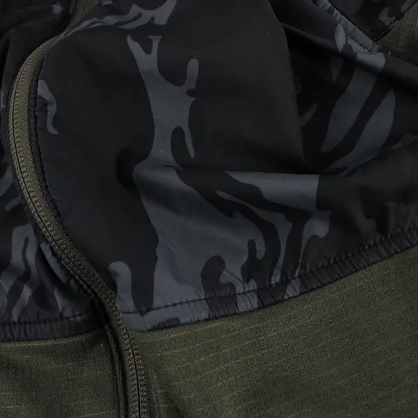 The North Face Mens S Full Zip Hybrid Hoodie Camo Olive Green Tech Fleece Jacket