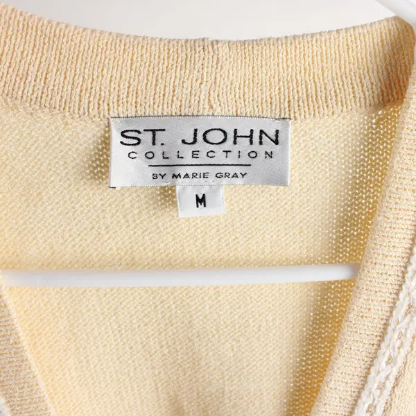 Vintage St John Collection by Marie Gray Yellow Knit Top  Skirt Set Women M/12