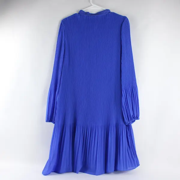 DKNY Indigo Pleated Midi Dress Long Sleeve Size 14