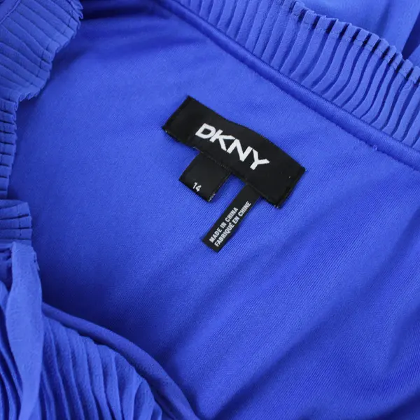 DKNY Indigo Pleated Midi Dress Long Sleeve Size 14