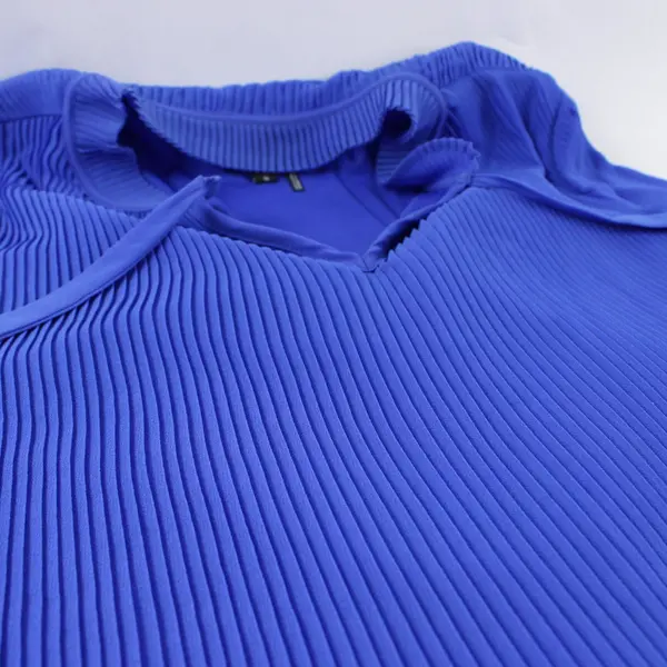 DKNY Indigo Pleated Midi Dress Long Sleeve Size 14
