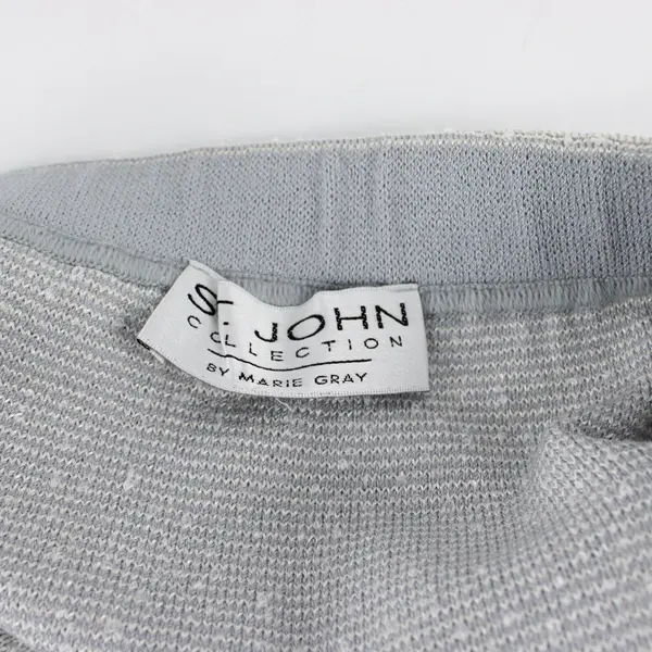 Vintage St John Collection by Marie Gray Grey/Blue Knit Top Skirt Set Women L/12