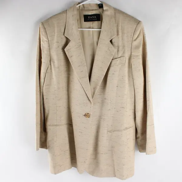Dana Buchman Womens  Jacket Blazer & Skirt Set Tan Womens Size 16 100% Silk