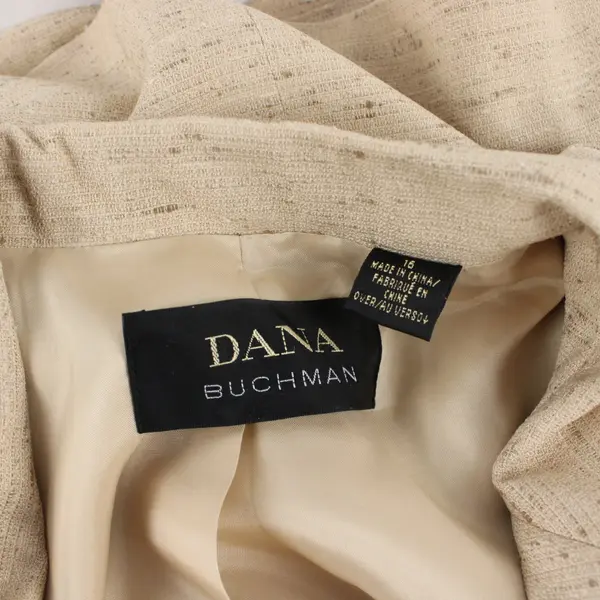 Dana Buchman Womens  Jacket Blazer & Skirt Set Tan Womens Size 16 100% Silk