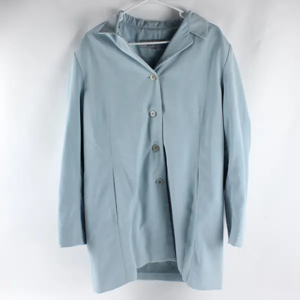 AK2 Anne Klein Sky Blue Women's Mid-Length Overcoat Button Pockets