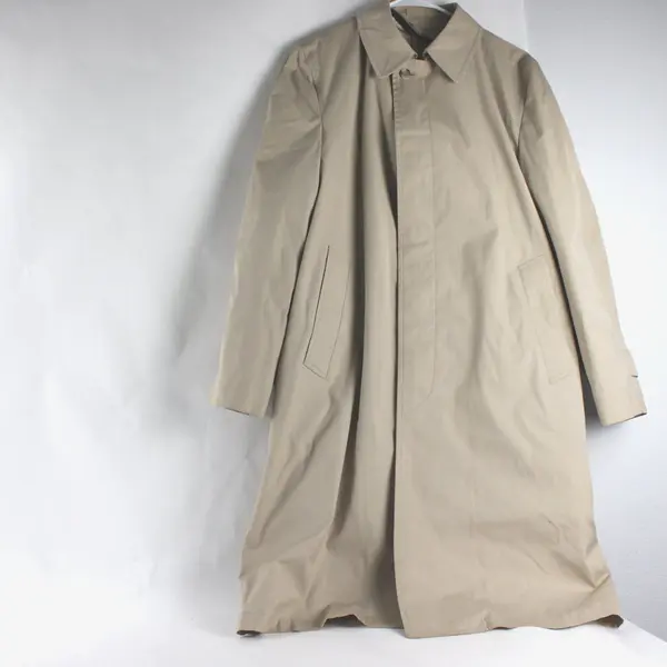 London Fog Womens Tan Beige Raincoat Zip-Out Faux Fur Liner 40 Reg