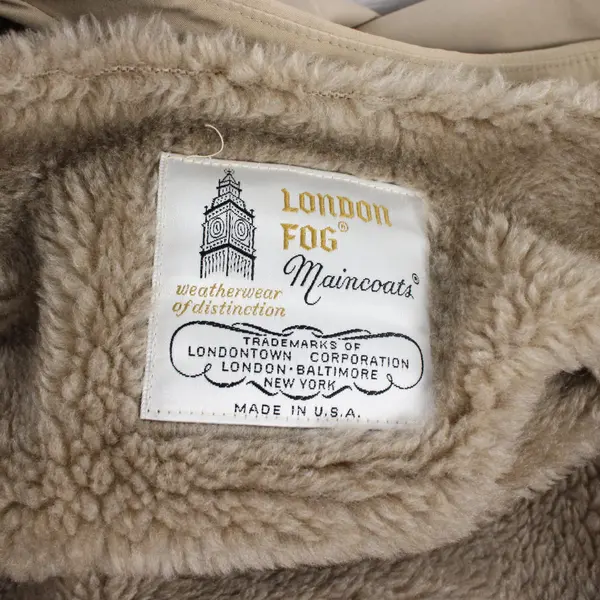 London Fog Womens Tan Beige Raincoat Zip-Out Faux Fur Liner 40 Reg