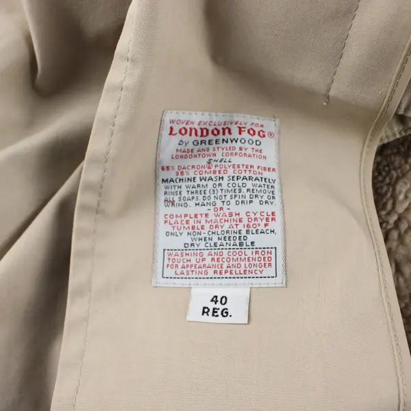 London Fog Womens Tan Beige Raincoat Zip-Out Faux Fur Liner 40 Reg