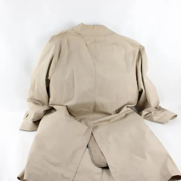 London Fog Womens Tan Beige Raincoat Zip-Out Faux Fur Liner 40 Reg