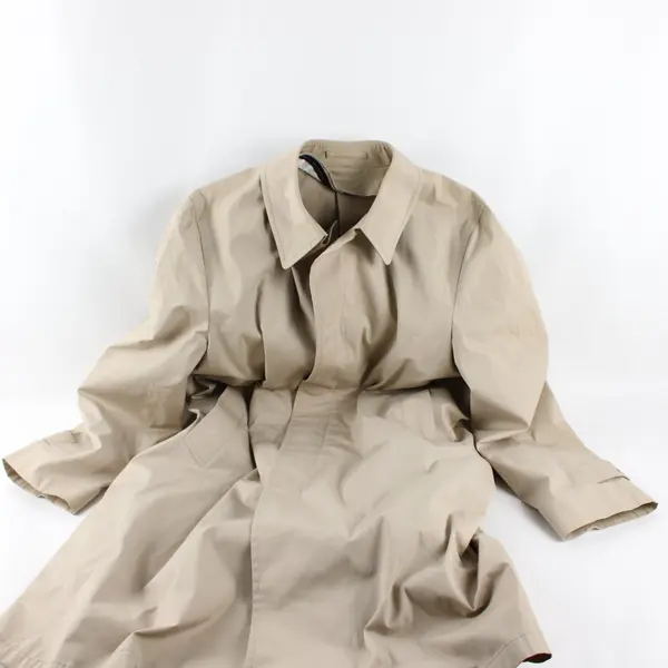 London Fog Womens Tan Beige Raincoat Zip-Out Faux Fur Liner 40 Reg