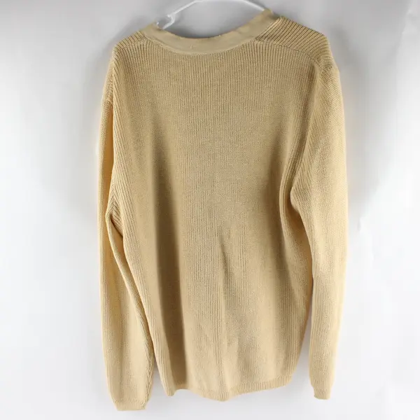 St. John Cardigan Women's Large Yellow Knit V-neck Gold Buttons