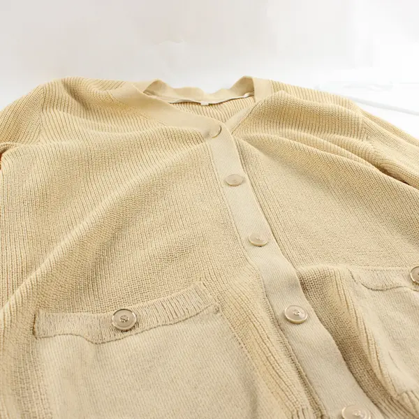 St. John Cardigan Women's Large Yellow Knit V-neck Gold Buttons