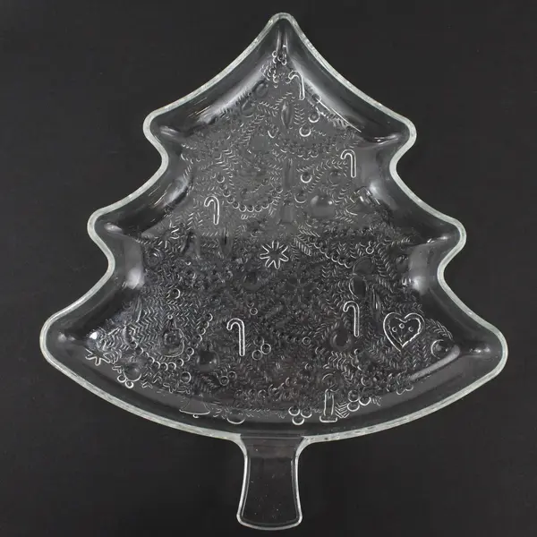 Clear Glass 13.5" Christmas Tree Shaped Dish 