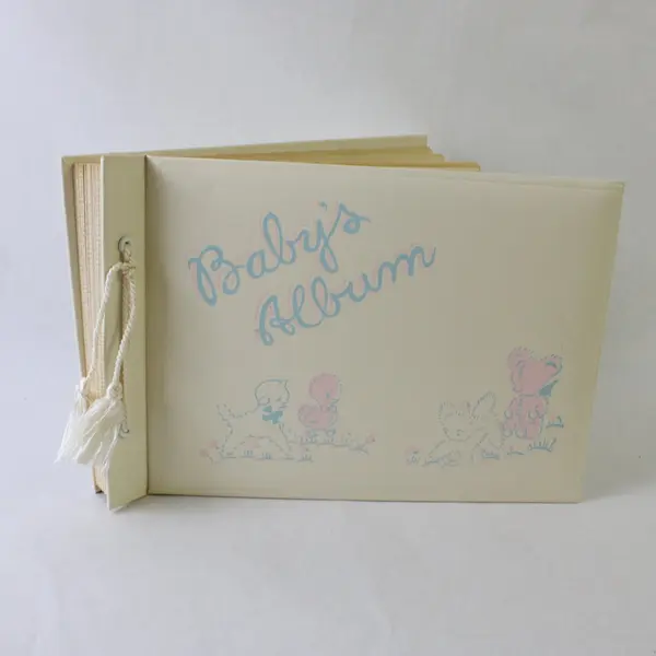 Vintage Mid-Century Baby Book Photo Album Original Box 50 Pages