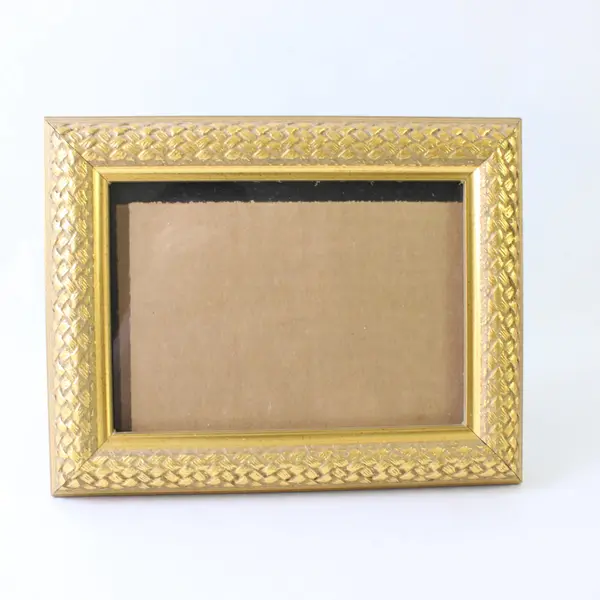VTG Burnes of Boston Gold-Toned Basketweave Lattice Design Picture Frame 5x7