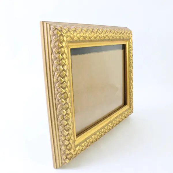 VTG Burnes of Boston Gold-Toned Basketweave Lattice Design Picture Frame 5x7