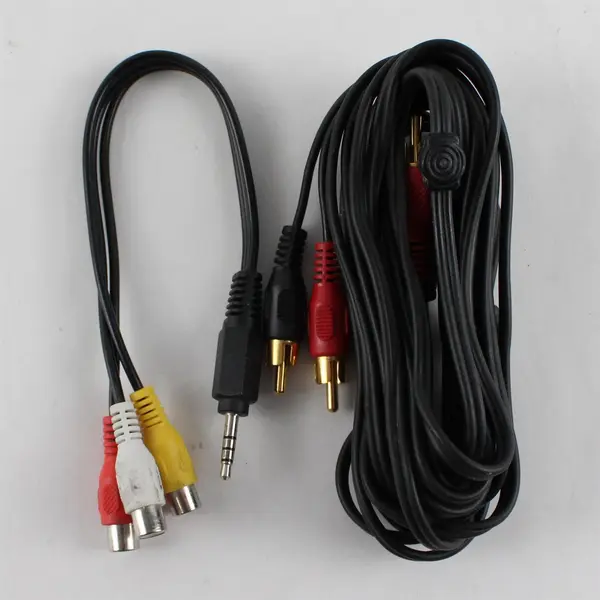 Lot of 2 Shielded RCA Cable & 3.5mm TRRS to 3 RCA Female Adapter