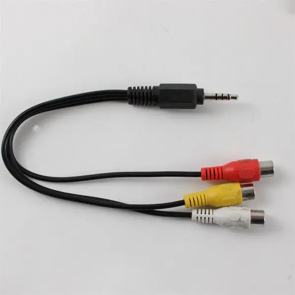 Lot of 2 Shielded RCA Cable & 3.5mm TRRS to 3 RCA Female Adapter