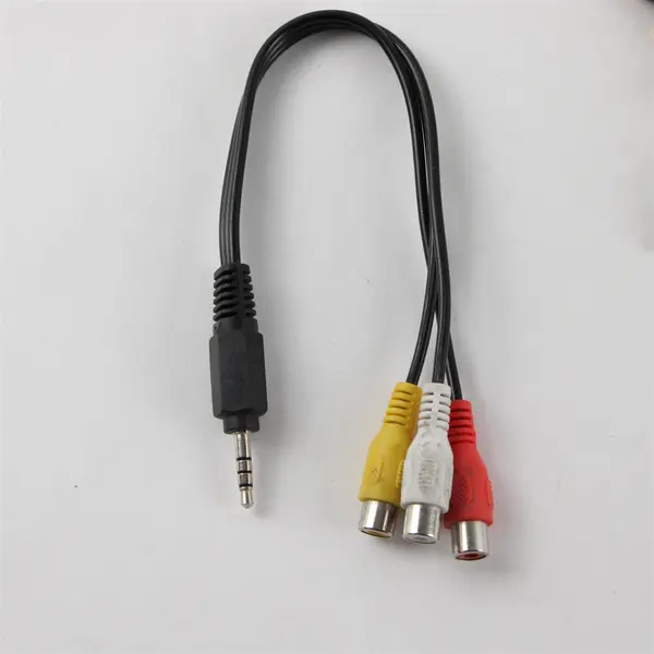 Lot of 2 Shielded RCA Cable & 3.5mm TRRS to 3 RCA Female Adapter