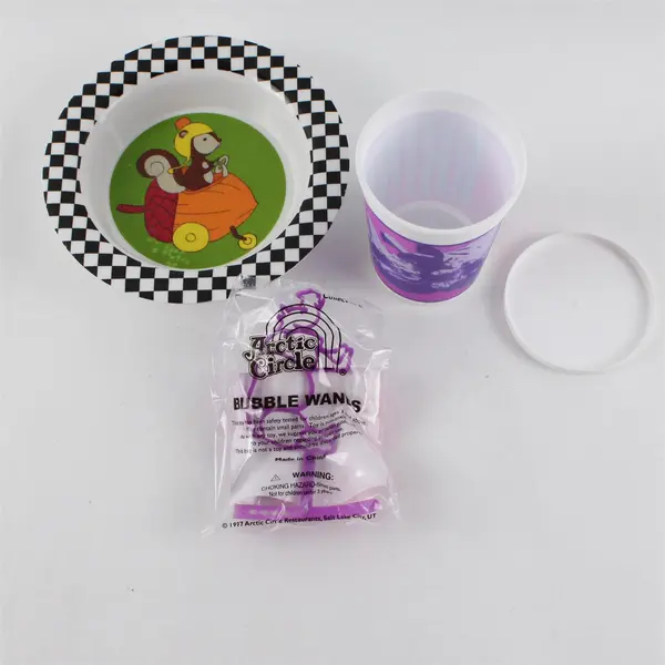 Arctic Circle Cup Lid Bubble Wand + Squirrel Melamine Bowl Lot of 2
