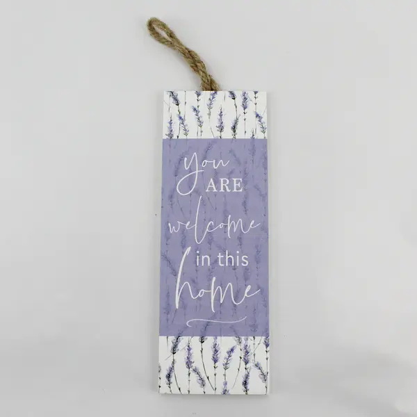P. Graham Dunn Purple "You Are Welcome In This Home" Sign Portrait 3.5"x10"