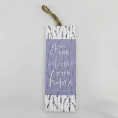 P. Graham Dunn Purple "You Are Welcome In This Home" Sign Portrait 3.5"x10"