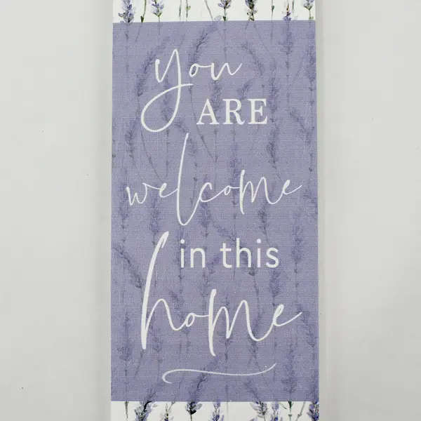 P. Graham Dunn Purple "You Are Welcome In This Home" Sign Portrait 3.5"x10"