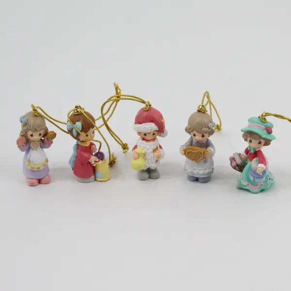 Lot of 5 Precious Moments Miniature Christmas Ornaments 1.5"