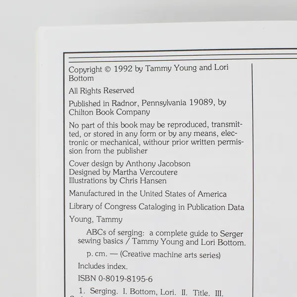 Vintage ABCs of Serging A Complete Guide by Lori Bottom Tammy Young 1992 PB Good