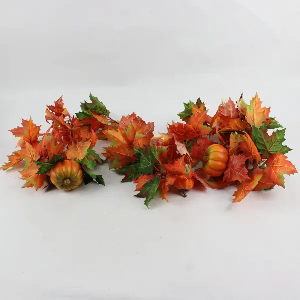 Autumn Thanksgiving Maple Leaf and Pumpkin Garland 6 ft
