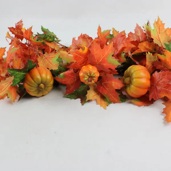 Autumn Thanksgiving Maple Leaf and Pumpkin Garland 6 ft