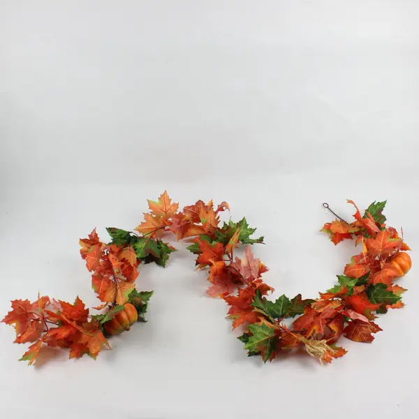 Autumn Thanksgiving Maple Leaf and Pumpkin Garland 6 ft