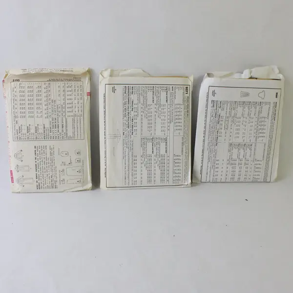 Lot of 3 Vintage Womens Sewing Patterns Simplicity McCall's 5193 9371 9560
