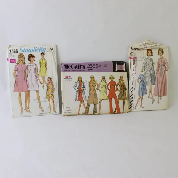 Lot of 3 Vintage Sewing Patterns Simplicity McCall's 7596 6247 2556 10 12 14